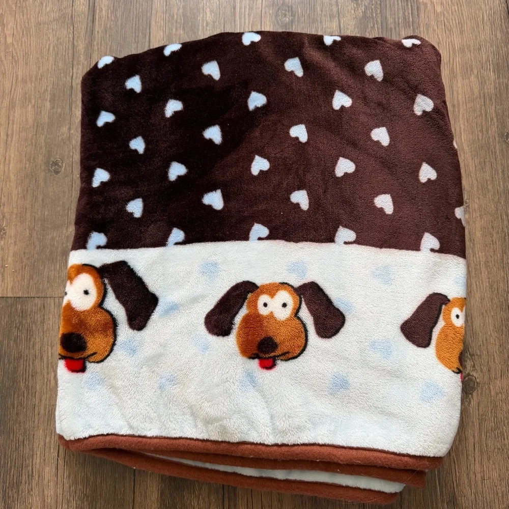 Snuggle Puppy 2 Piece Warm Soft Fluffy Fleece Flannel Pet Cat Dog Blanket Throw